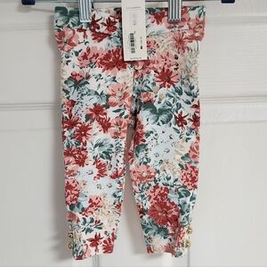 Janie and Jack Red and Green Floral Leggings